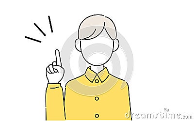 é¡”ãªã—ã®ãƒãƒ¼ã‚ºã‚¤ãƒ©ã‚¹ãƒˆã€ç”·å­å­¦ç”Ÿã®ä¸ŠåŠèº«ã€æŒ‡ã•ã— Cartoon Illustration